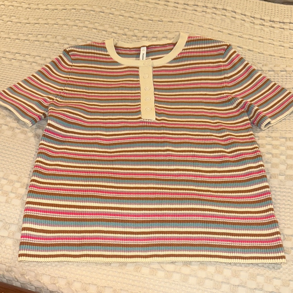Wishlist Multicolor Striped Button Down Sweater Shirt